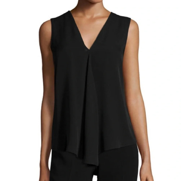 THEORY Meighan flowing 100% silk black top blouse size P - Picture 1 of 7